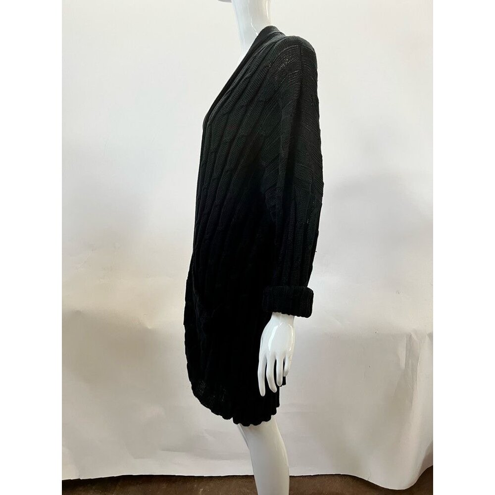 Eskandar Black Cable Knit Long Cardigan Sweater Open Front With Pockets Womens 1 - Picture 10 of 12